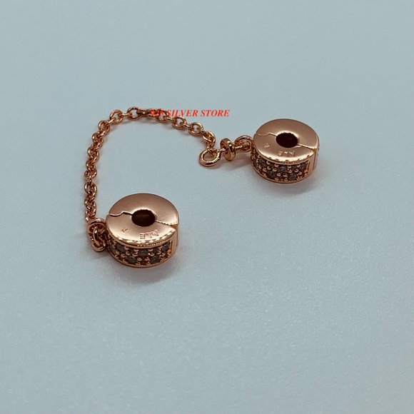 NEW Authentic Pandora Rose Gold SHINING ELEGANCE Safety Chain / Pandora Charms - Picture 2 of 6